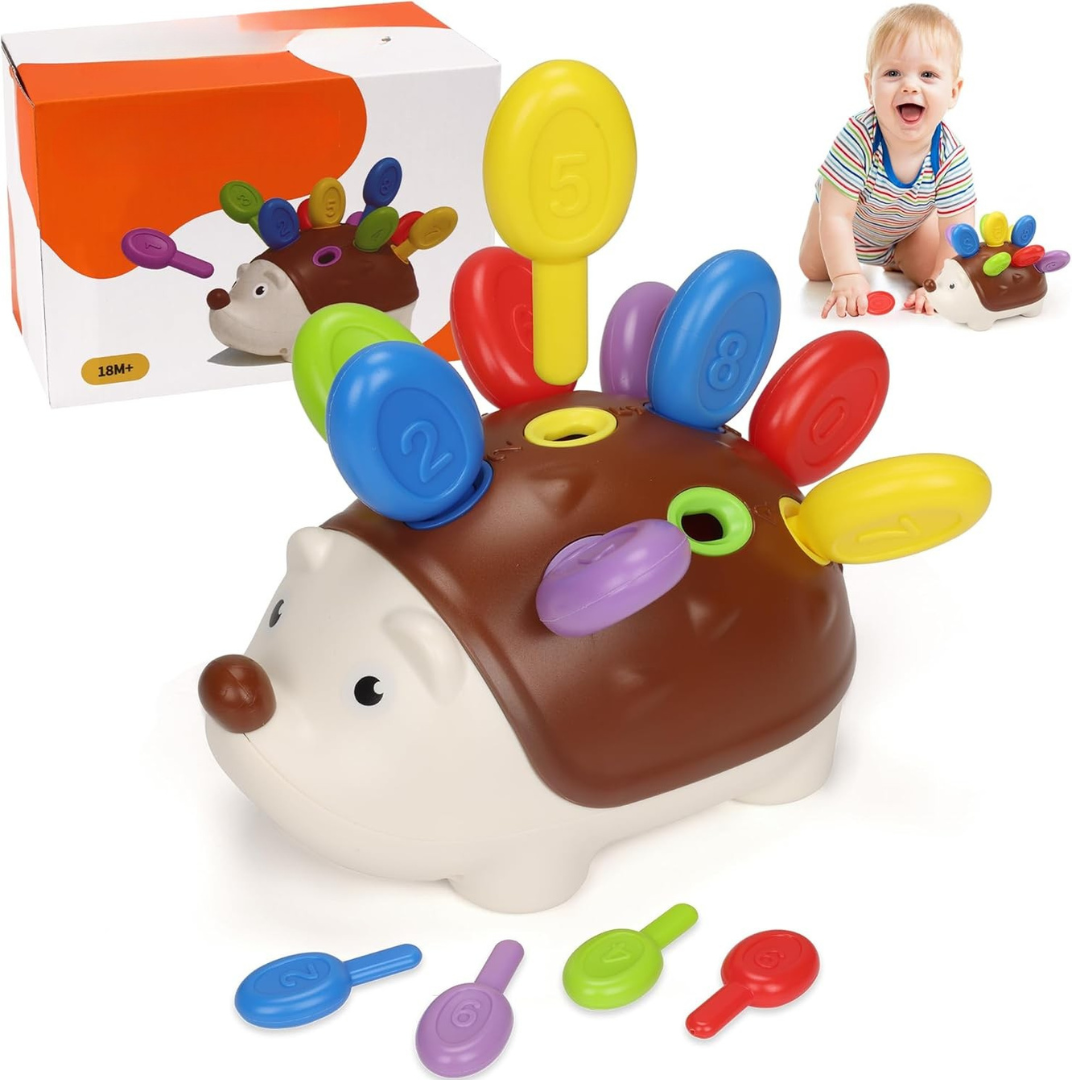 Holz Igel Spielzeug für Feinmotorik – Montessori Spielzeug ab 1 Jahr