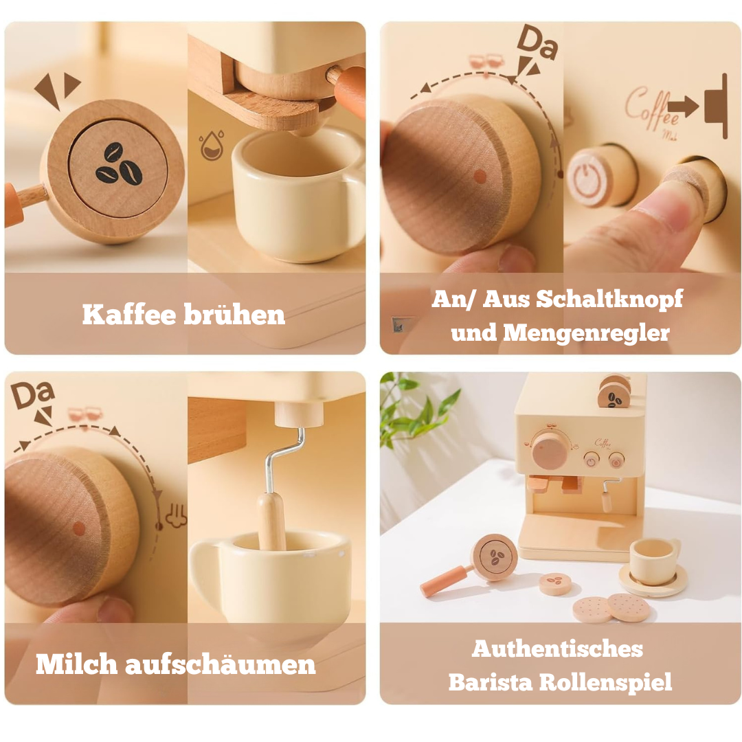 Holz-Kaffeemaschine für Rollenspiele – Montessori Spielzeug
