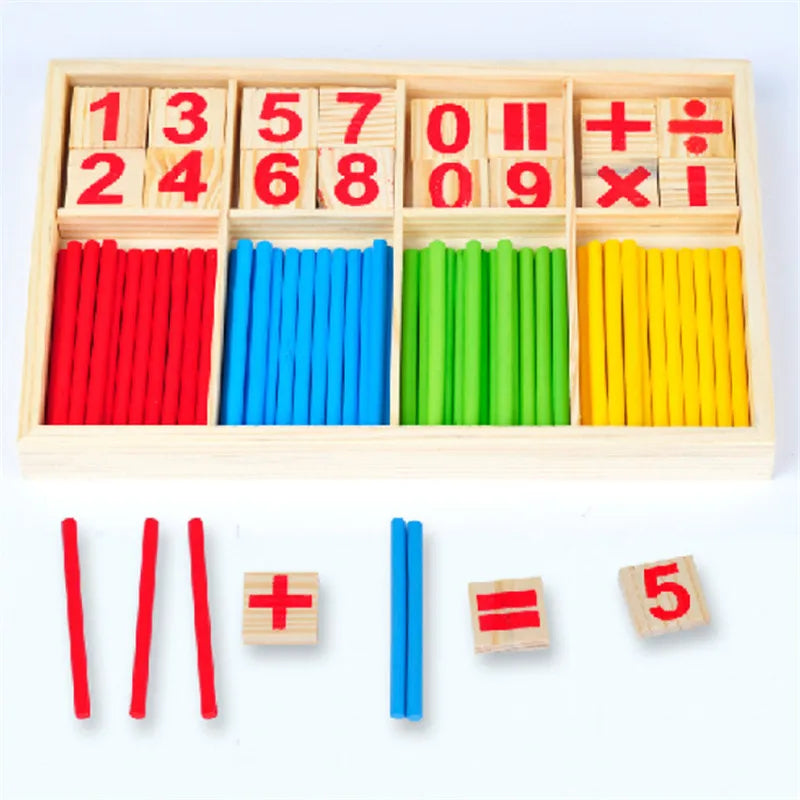 Holz Lernspielzeug für Kinder ab 3 Jahren – Montessori Mathematikspiel mit Digital Stäben zur Förderung kognitiver Fähigkeiten 0