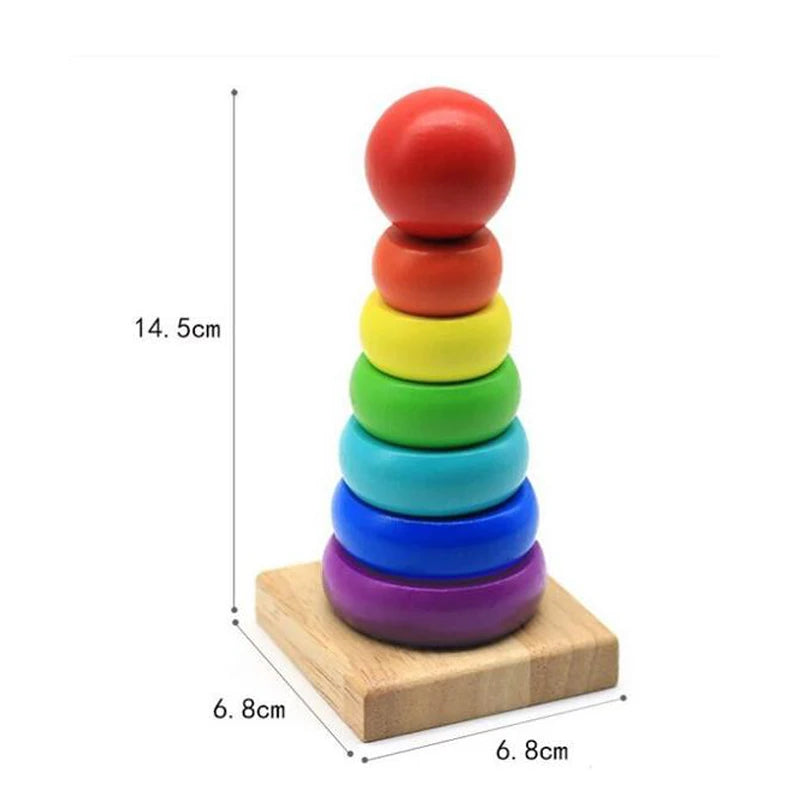 Holz Regenbogenturm – Pädagogisches Montessori Spielzeug für Kinder mit bunten Blöcken 8