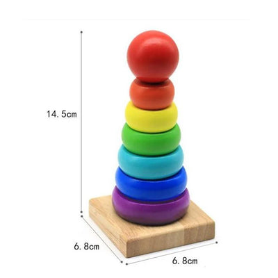 Holz Regenbogenturm – Pädagogisches Montessori Spielzeug für Kinder mit bunten Blöcken 8