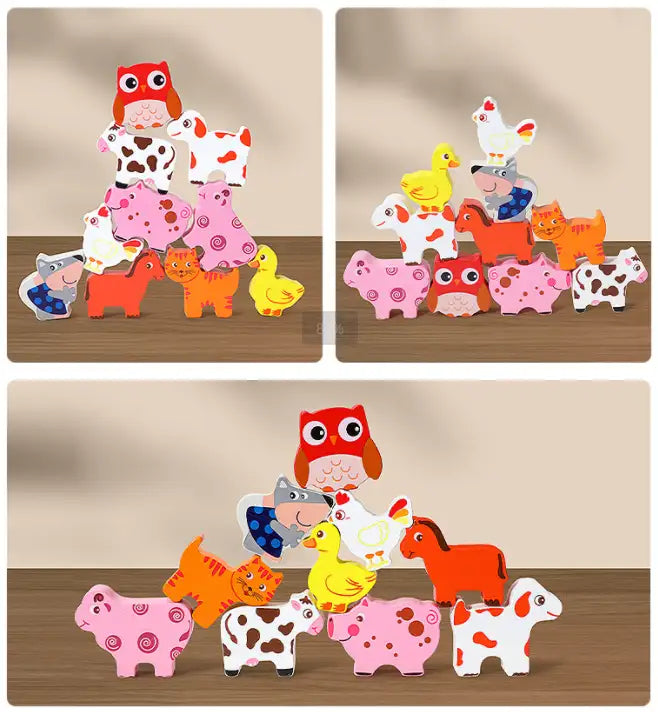 Holz Steckspiel für Kinder – Montessori Karotten Sortierspiel mit Tieren und Gemüse aus ungiftigem Gummiholz 6