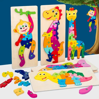 Holzpuzzle für Kinder – Zahlen, Dinosaurier, Tiere, Verkehr – Holz Steckpuzzle für 1–6 Jahre, Motorikspielzeug, Ungiftige Farben 0
