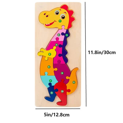 Holzpuzzle für Kinder – Zahlen, Dinosaurier, Tiere, Verkehr – Holz Steckpuzzle für 1–6 Jahre, Motorikspielzeug, Ungiftige Farben 10
