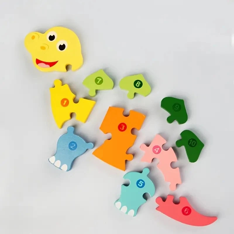 Holzpuzzle für Kinder – Zahlen, Dinosaurier, Tiere, Verkehr – Holz Steckpuzzle für 1–6 Jahre, Motorikspielzeug, Ungiftige Farben 4