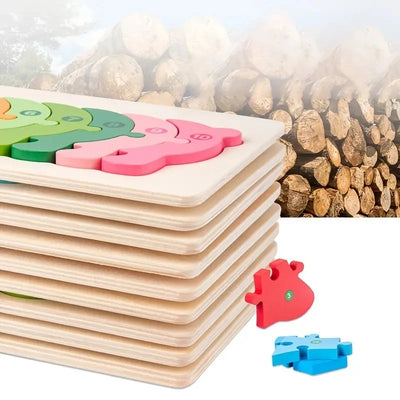 Holzpuzzle für Kinder – Zahlen, Dinosaurier, Tiere, Verkehr – Holz Steckpuzzle für 1–6 Jahre, Motorikspielzeug, Ungiftige Farben 5