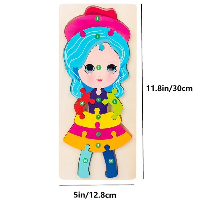 Holzpuzzle für Kinder – Zahlen, Dinosaurier, Tiere, Verkehr – Holz Steckpuzzle für 1–6 Jahre, Motorikspielzeug, Ungiftige Farben 8