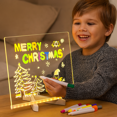 Leuchtendes LED Zeichenbrett für Kinder, Kreatives Malen mit Wiederverwendbarer Oberfläche, USB-Betrieben, 30 x 22 cm 0