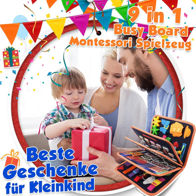 Montessori Busy Board Quiet Book für Kleinkinder ab 1 Jahr – 9-in-1 Beschäftigungsbuch mit interaktiven Spielseiten und Lernspielzeug 4