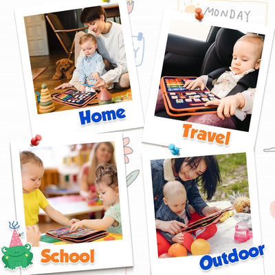 Montessori Busy Board Quiet Book für Kleinkinder ab 1 Jahr – 9-in-1 Beschäftigungsbuch mit interaktiven Spielseiten und Lernspielzeug 5