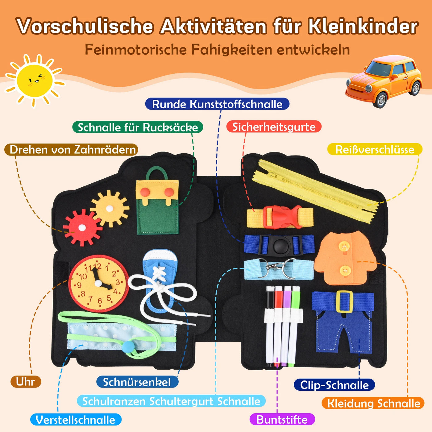 Montessori Busy Board für Kleinkinder – Motorikspielzeug für 1-4 Jahre 1