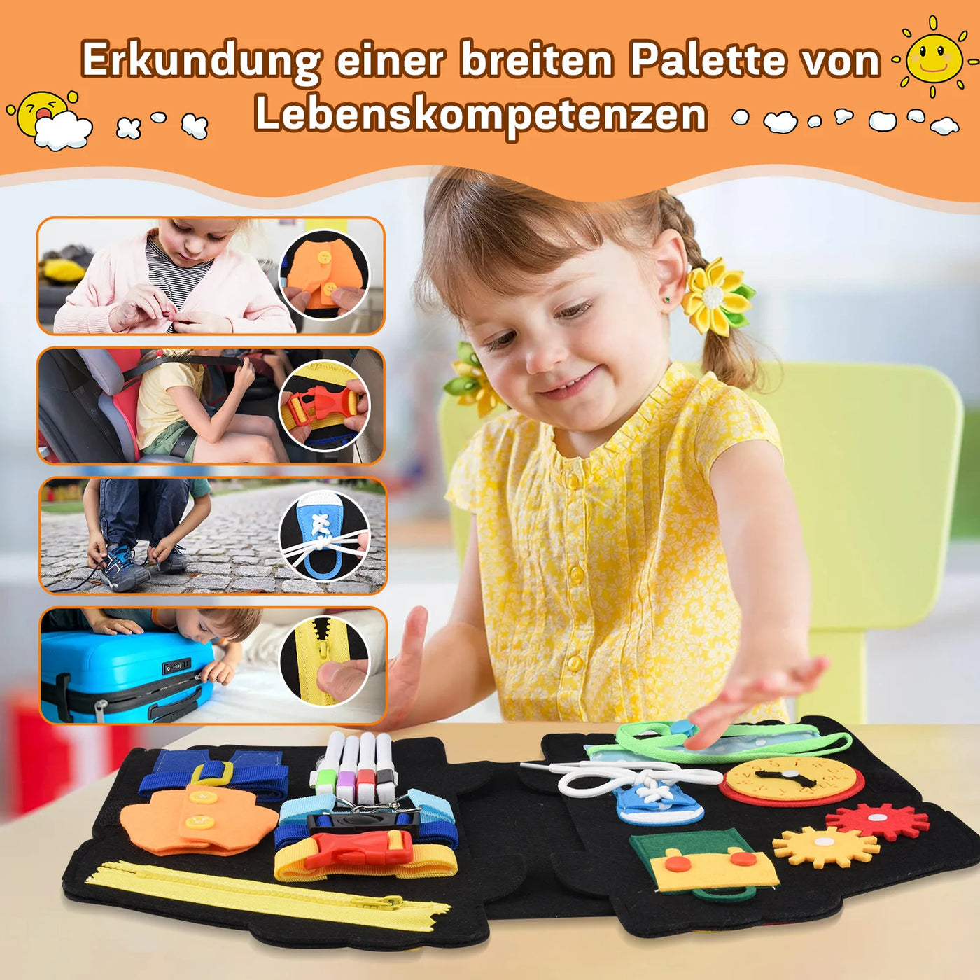 Montessori Busy Board für Kleinkinder – Motorikspielzeug für 1-4 Jahre 2
