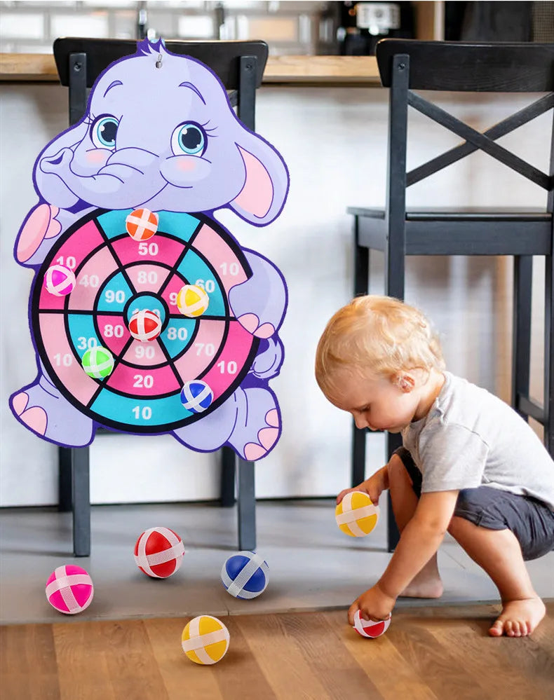 Montessori Dart Board Lernspielzeug für 2-4 Jahre – Interaktives Spielzeug mit Klebrigen Bällen zur Förderung der Motorik 0