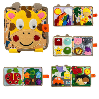 Montessori Giraffen-Spielbrett aus Filz – 3D-Filzbuch für Feinmotorik und frühe Bildung, farbenfroh, handgefertigt, ungiftig 0