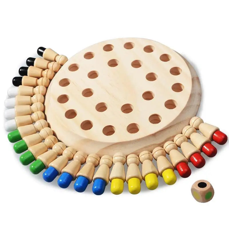 Montessori Holz Puzzle Spielzeug für Kinder – Pädagogisches Gedächtnisspiel mit Schachfiguren 0