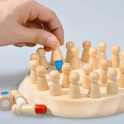 Montessori Holz Puzzle Spielzeug für Kinder – Pädagogisches Gedächtnisspiel mit Schachfiguren 2