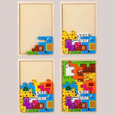 Montessori Holzpuzzle mit Tierfiguren – Steckpuzzle Holz für Kinder ab 3 Jahren, Fördert logisches Denken und motorische Fähigkeiten 1