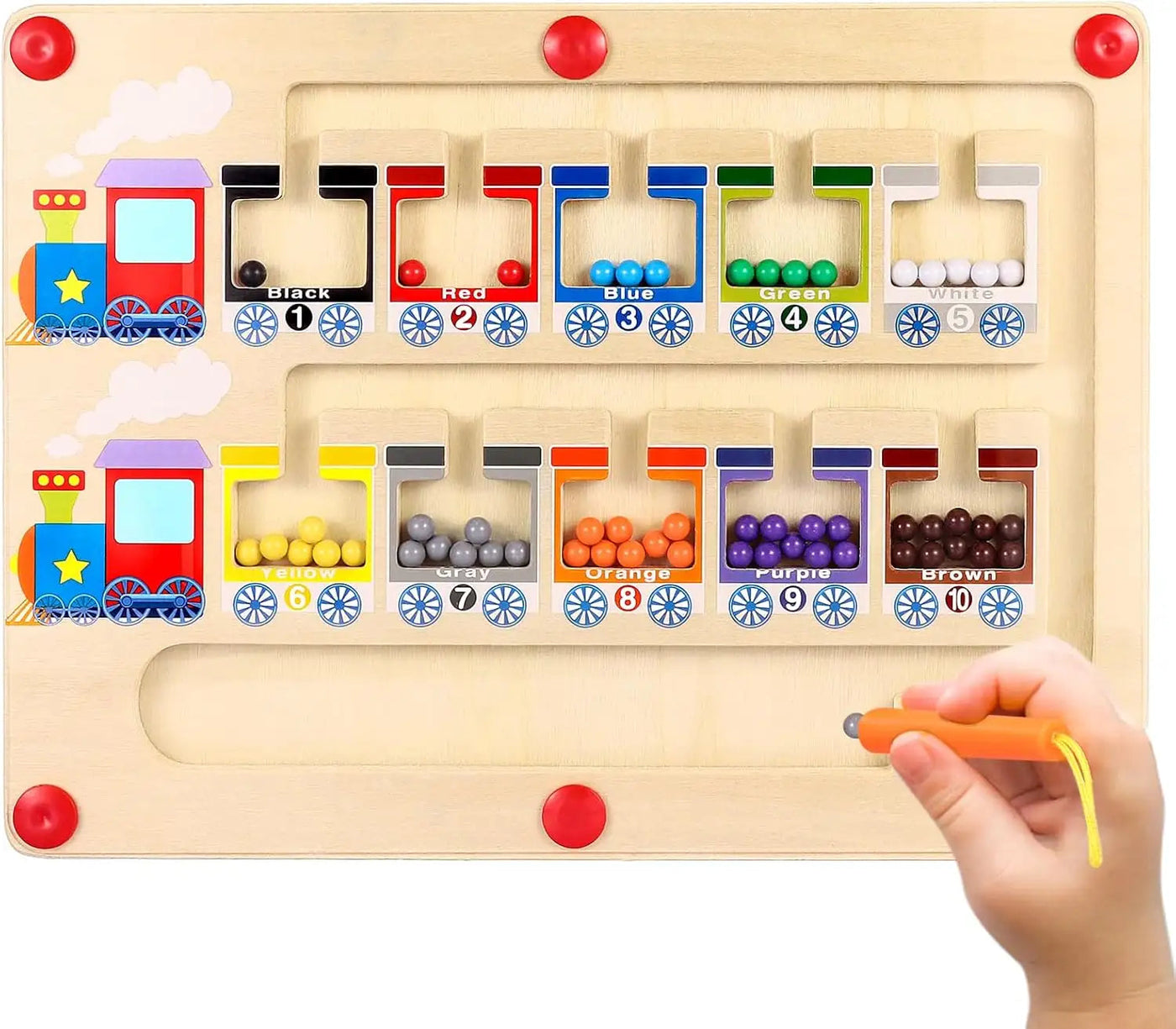 Montessori Holzspielzeug – Magnetisches 3D-Labyrinth zur Förderung von Farben und Zahlen 0