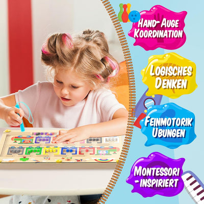 Montessori Holzspielzeug – Magnetisches 3D-Labyrinth zur Förderung von Farben und Zahlen 1