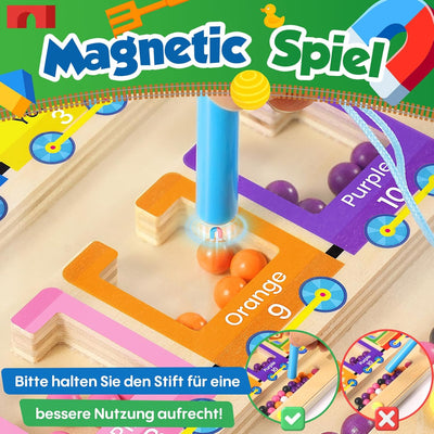 Montessori Holzspielzeug – Magnetisches 3D-Labyrinth zur Förderung von Farben und Zahlen 3