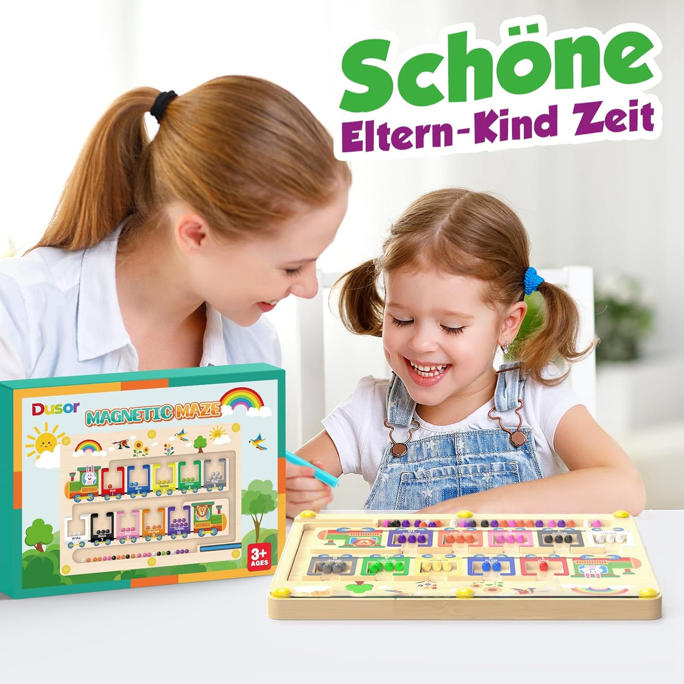 Montessori Holzspielzeug – Magnetisches 3D-Labyrinth zur Förderung von Farben und Zahlen 4