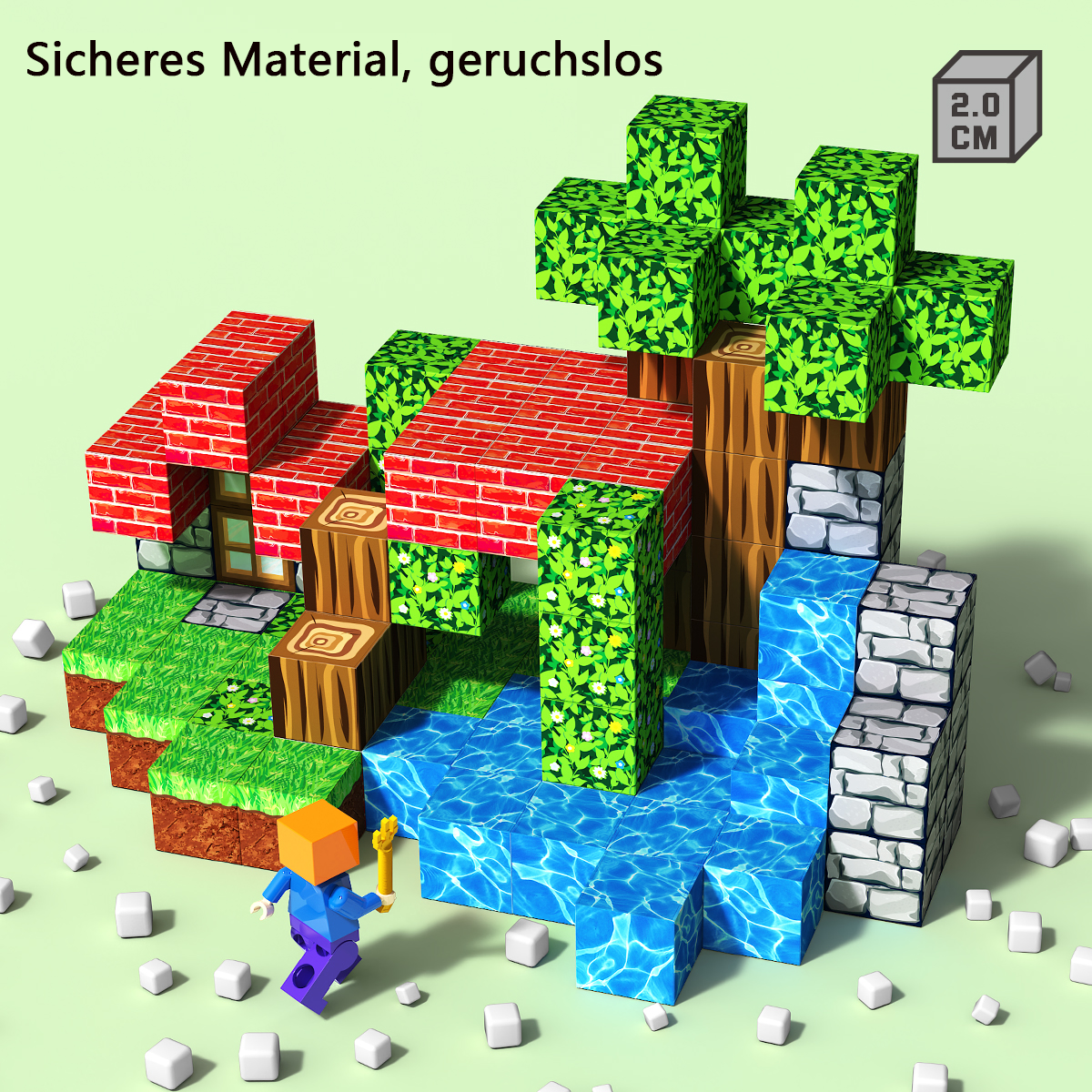 Montessori Magnetische Bausteine Set für Kinder ab 3 Jahren – 100/200/300 Teile, Robuste Qualität, Fördert Kreativität und Motorik 2