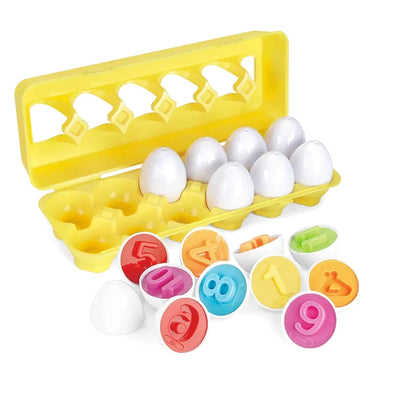 Montessori Spielzeug Set mit 12 bunten Eiern für Kleinkinder – Pädagogisches Formsortierspiel 8