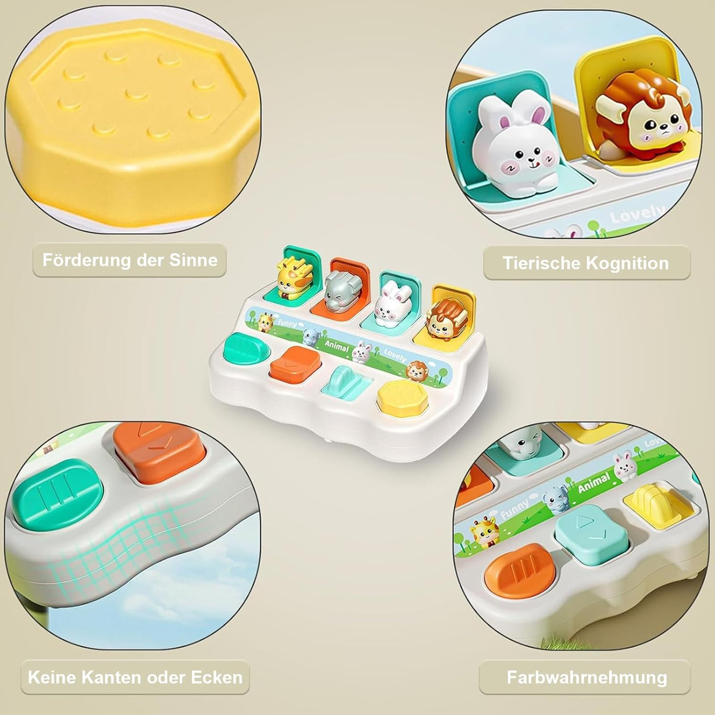 Holz Pop-up Tierspielzeug – Montessori Lernspielzeug für logische und motorische Fähigkeiten