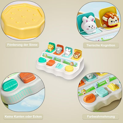 Holz Pop-up Tierspielzeug – Montessori Lernspielzeug für logische und motorische Fähigkeiten