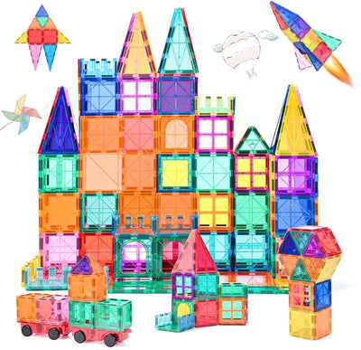 Montessori Magnetische Bausteine, 100 Teile, Mehrfarbig – Fördert Kreativität und Feinmotorik für Kinder ab 3 Jahren 0