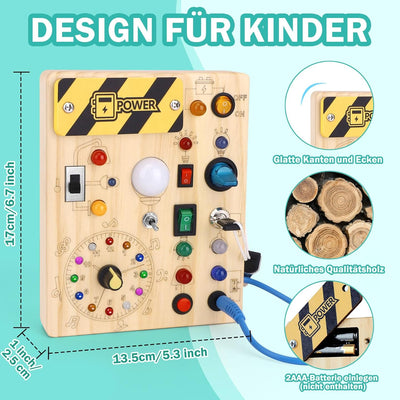Aktives Lernspielzeug Holz mit LED – Montessori Lernspielzeug für Kinder ab 2 Jahren