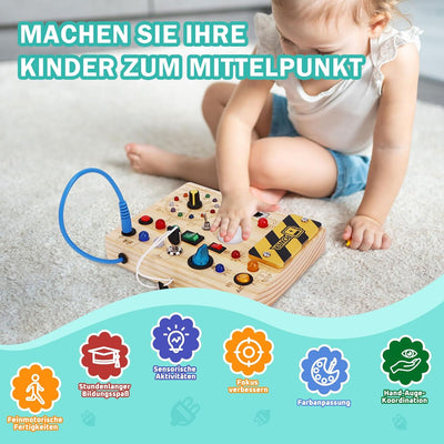 Aktives Lernspielzeug Holz mit LED – Montessori Lernspielzeug für Kinder ab 2 Jahren